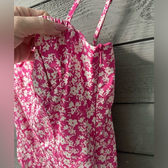 NWT Zara Pink White Floral Print Corset Bodysuit Sz S Small - Picture 9 of 11